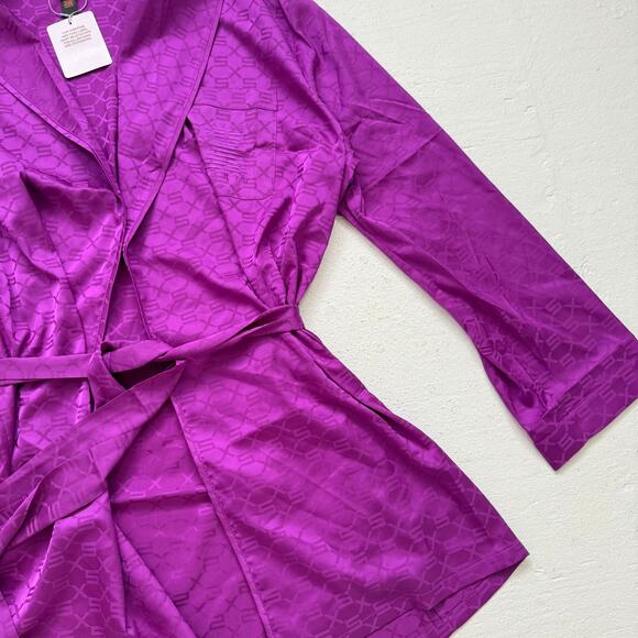 Savage X Fenty Purple Satin Jacquard Belted Robe Lounge Coverup NWT Size L - Picture 3 of 6